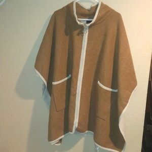 NWT COCO + CARMEN Camel Colored Zip up Poncho OS